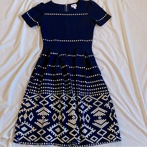 LuLaRoe Navy and White Midi Dress